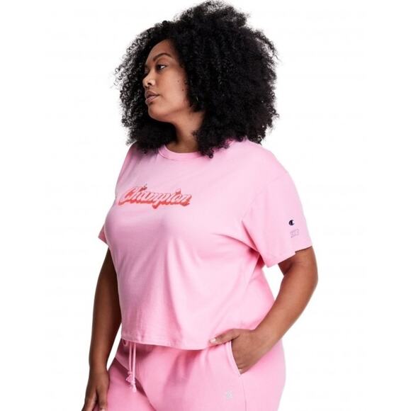 Champion x KNC Beauty Lightweight Cropped Tee '70s Knockout Champion Script 1X - Picture 2 of 12